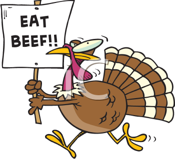 Thanksgiving Clip  on Thanksgiving Clip Art Image  Turkey With Eat Beef Sign